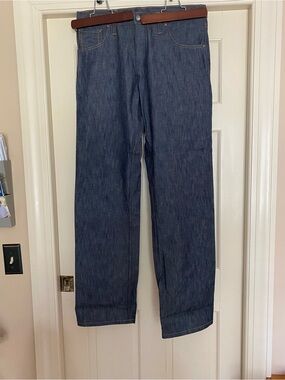 Men's Straight-Leg Dark Blue Denim Jeans